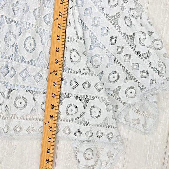 Free People Lace Dress Size 8 Just Like Honey Ice Blue Asymmetric Coquette Fairy - Picture 14 of 16